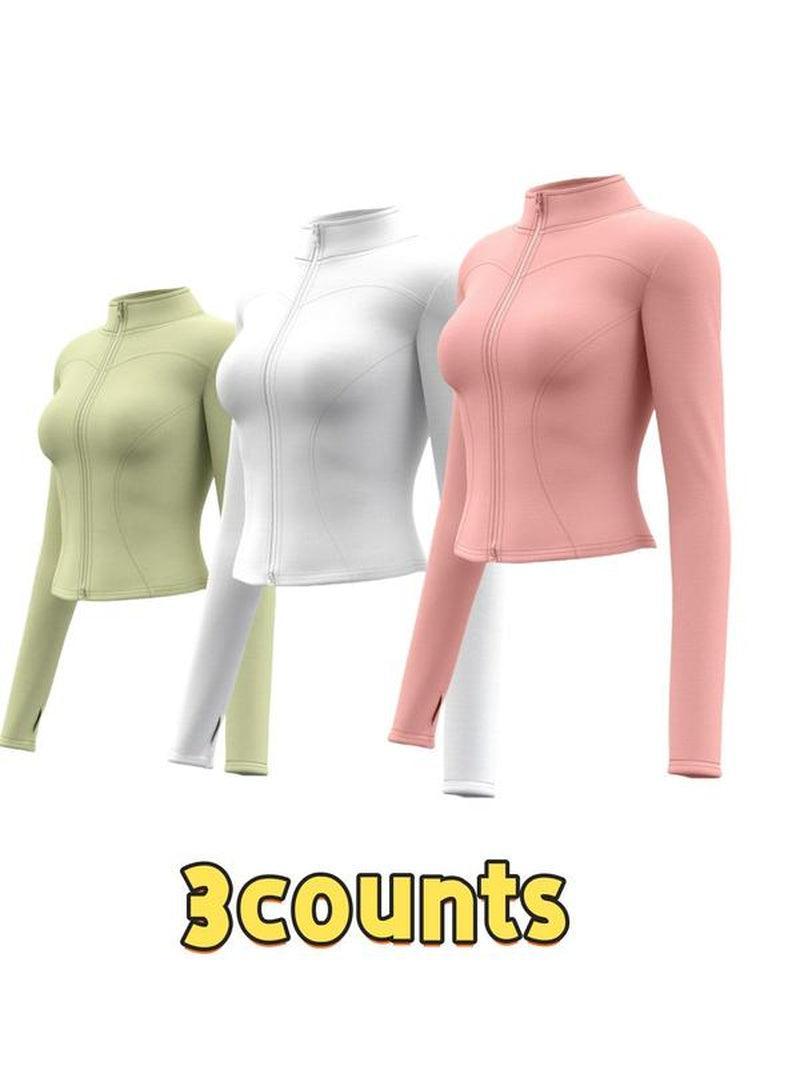 Women'S Solid Zip up Thumb Hole Sports Outwear, Fall Outfits, Quick Drying Breathable Long Sleeve Sports BBL Jacket, Ladies Fall Sportswear for Indoor Outdoor Wear, Fall Outfits 2024, Fall Outfits, Fallfreshness - Core Dynamic Fitness