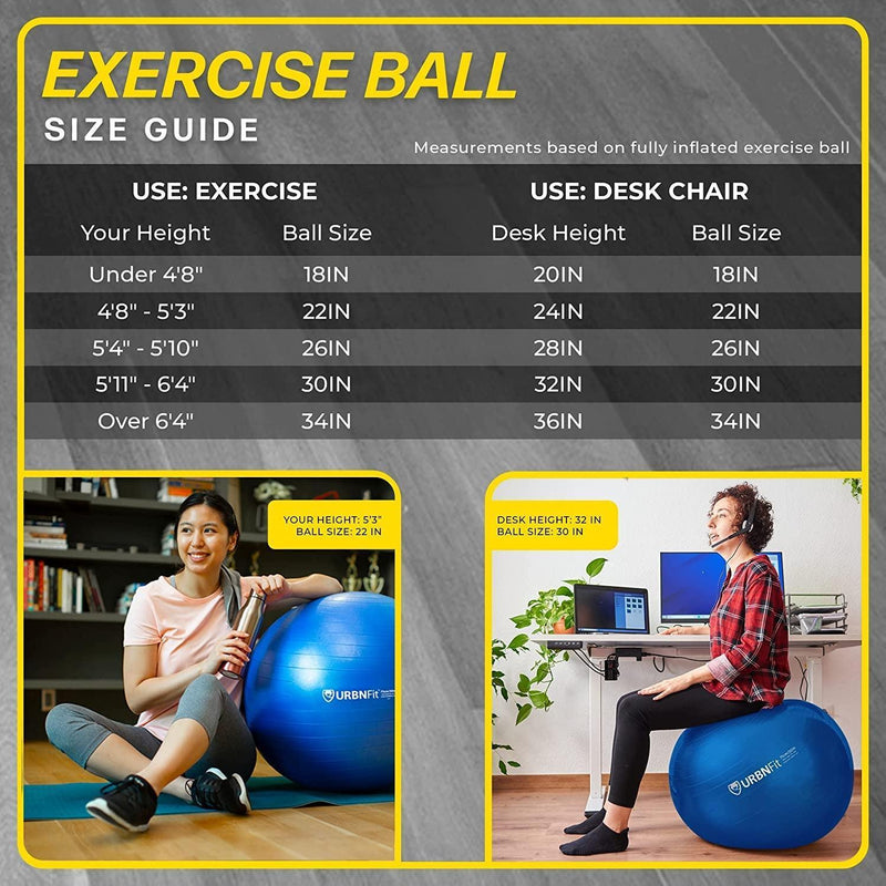 Premium Anti-Burst Swiss Exercise Ball - Core Dynamic Fitness