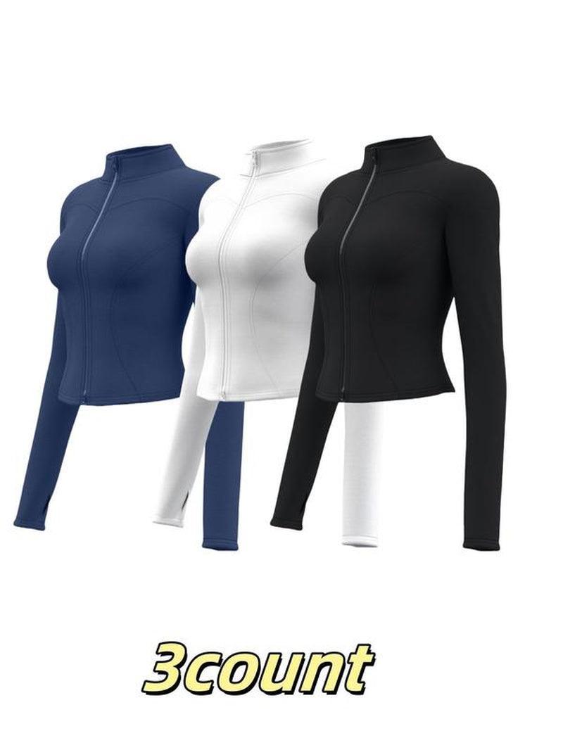 Women'S Solid Zip up Thumb Hole Sports Outwear, Fall Outfits, Quick Drying Breathable Long Sleeve Sports BBL Jacket, Ladies Fall Sportswear for Indoor Outdoor Wear, Fall Outfits 2024, Fall Outfits, Fallfreshness - Core Dynamic Fitness